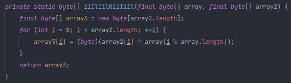 Example of the Java method decoding obfuscated strings